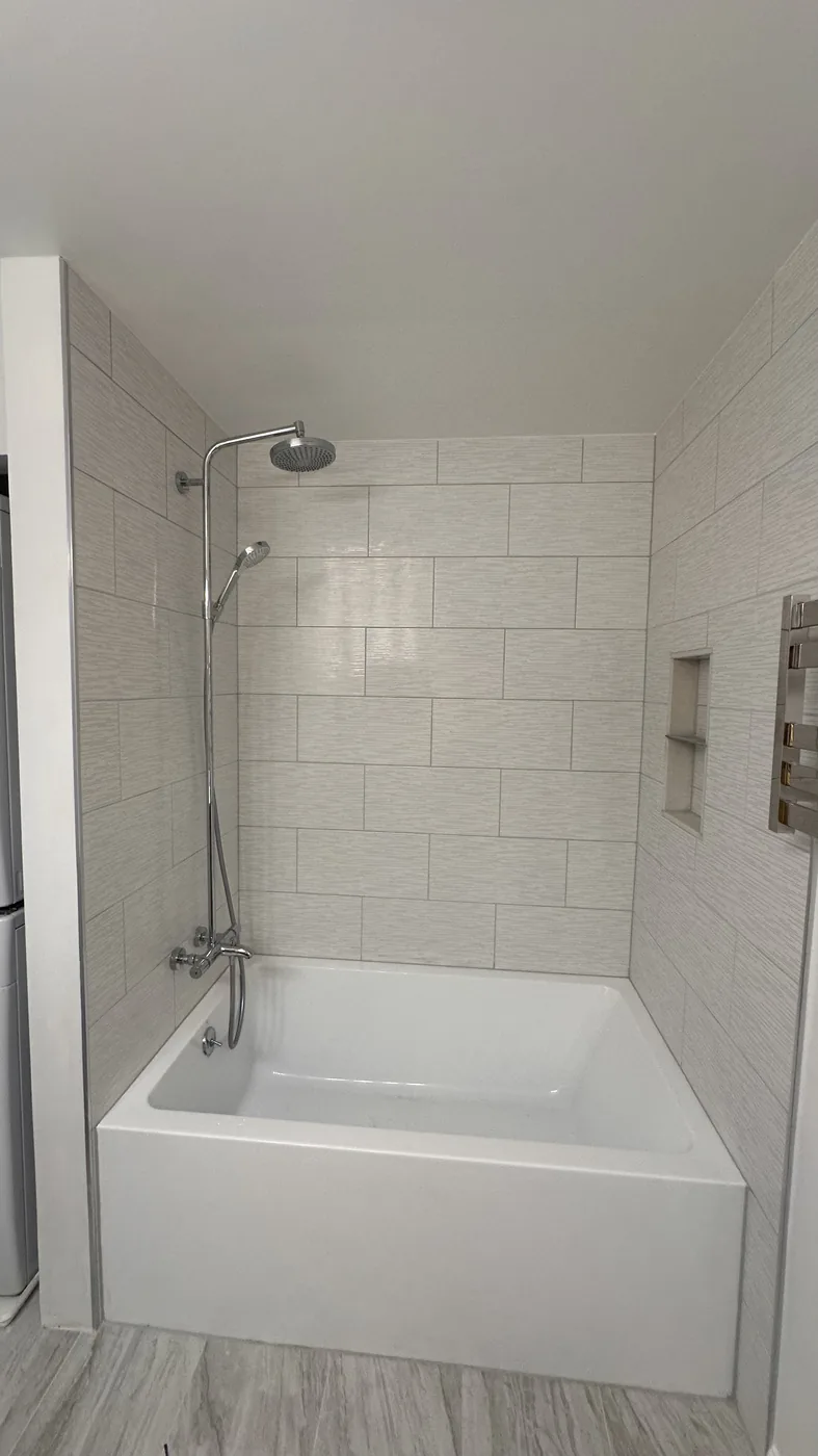 Completed tiled shower