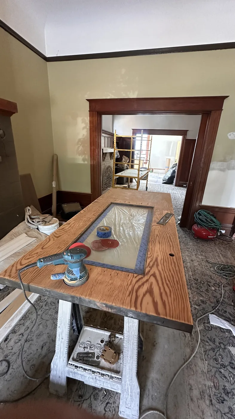 Wood door refinishing